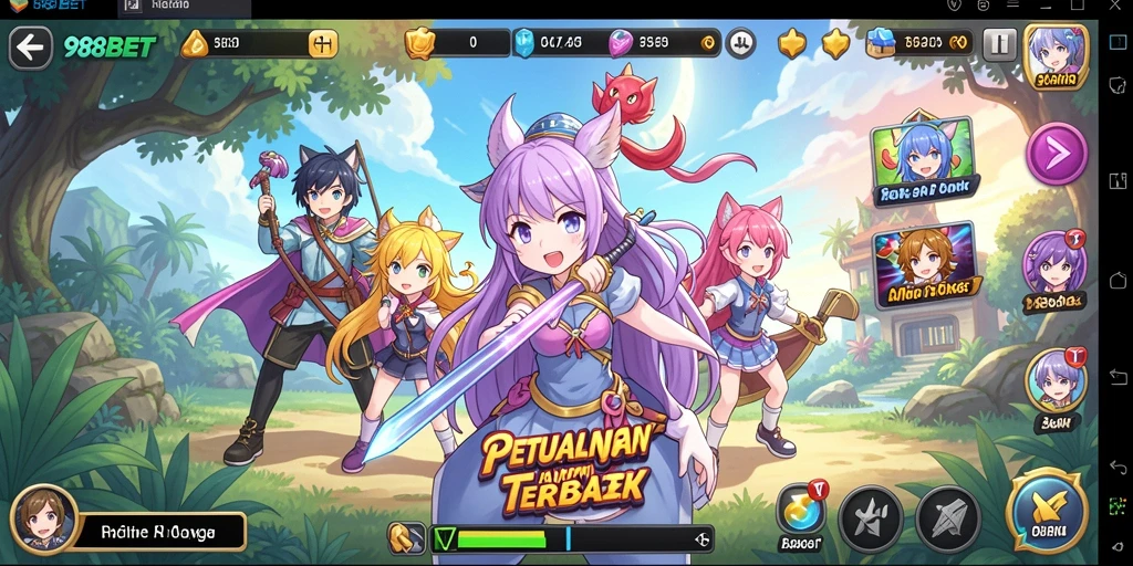 Screenshot gameplay 988BET menampilkan karakter Anime dalam pertempuran seru.