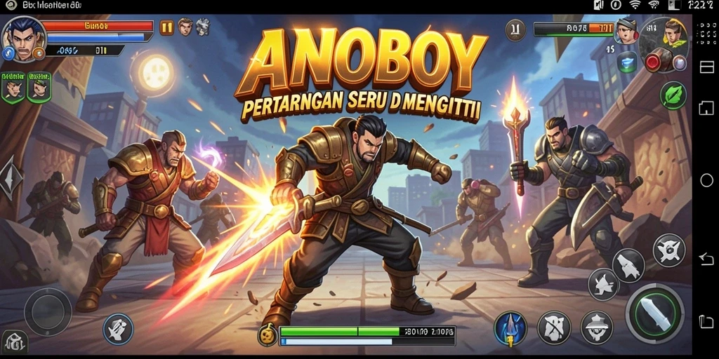 Gameplay ANOBOY menampilkan pertarungan karakter dengan aksi mendebarkan.