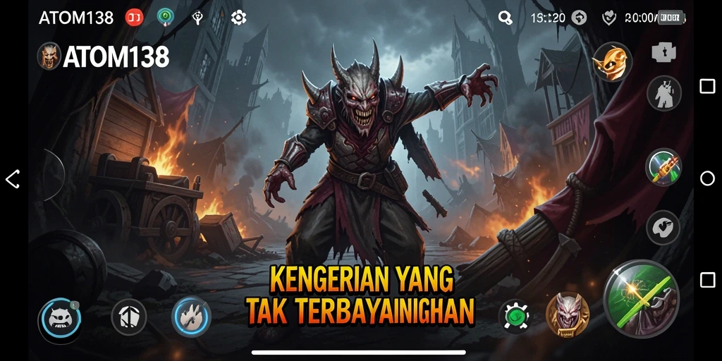Tampilan menegangkan dari gameplay ATOM138 dalam suasana horor.