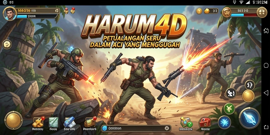 Tampilan aksi mendebarkan dalam gameplay HARUM4D.