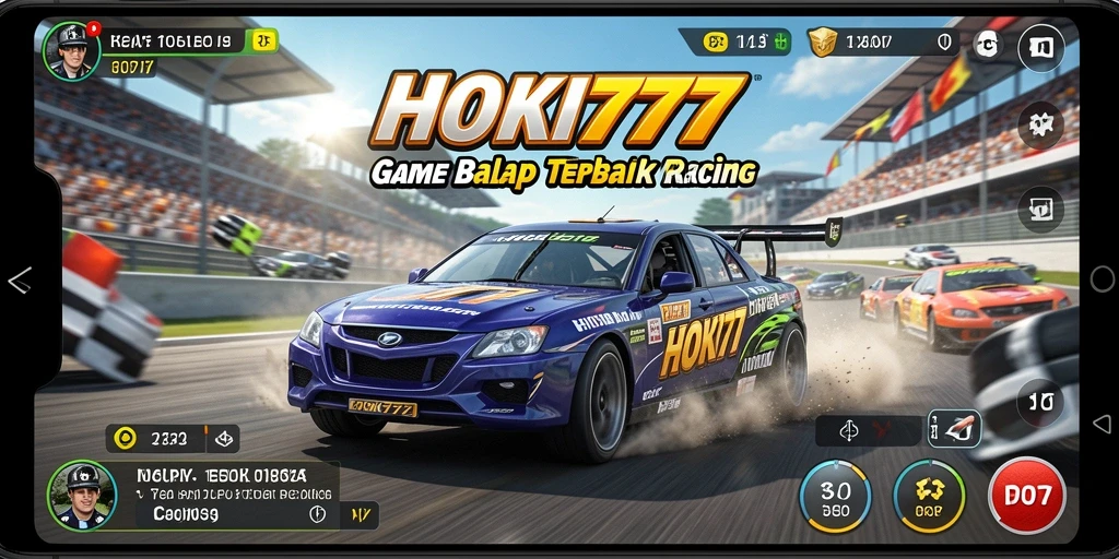 Tangkapan layar gameplay HOKI777 menampilkan balapan seru dan mobil yang bertenaga.