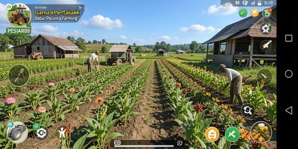 Gameplay PESIAR88 yang seru dan interaktif dengan elemen Farming.